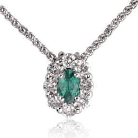 Collier Emeraude 0.18 ct entour de diamants 0.32 ct Coralie - CL3829-EM0.18