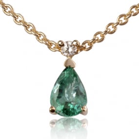 Collier Emeraude 0.40 ct serti d'un diamant lya - CL4315-EM0.40