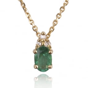 Collier meraude 0.50 ct serti de 3 diamants 0.06 ct Yustina - CL3245-EM0.50