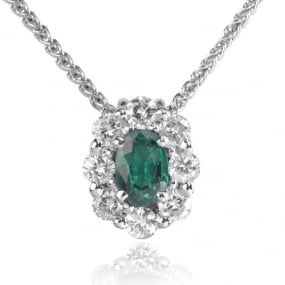 Collier Emeraude ovale 0.50 ct serti de 0.52 ct de diamants Daphne - CL3828-EM0.50