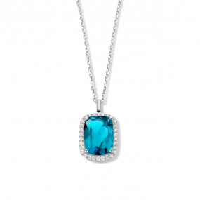 Collier en argent - pierre couleur topaze bleu + zirconium - Naiomy Silver - Femme - Susanna - N2C52