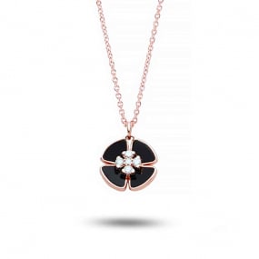 Collier Ptales Diamants et Onyx 0.09 ct Emma - KGCF-672R-ONYX