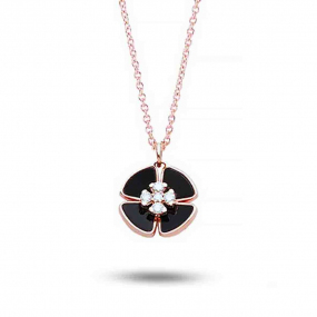 Collier Ptales Diamants et Onyx 0.185 ct Myriam - KGCF-680R-ONYX