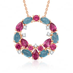 Collier Rhodolite - Topaze - Or Jaune - Bora Bora -CLKC13
