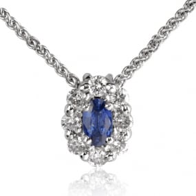 Collier Saphir 0.23 ct serti de diamants 0.32 ct 0.23ct - Hlose-CL3829-0.23