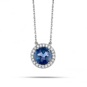 Collier Saphir et diamants 0.75ct - -P3175FMPWACYL