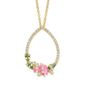 Collier Saphir Vert - Rose et Diamants ct - tincelante-067593XE