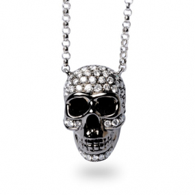 Collier tte de mort Or Noir 0.2 ct rika - FR28-N1629**