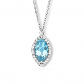 Collier Topaze bleue Sky blue diamant 0.14 ct One More Etna 065217TT
