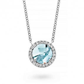 Collier Topaze Sky Blue diamant 0.09 ct One More Etna 050659TT
