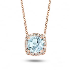 Collier Topaze Sky Blue diamant 0.1 ct One More Etna 050642TT
