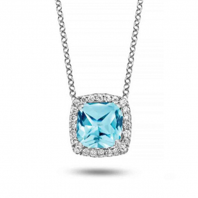 Collier Topaze Swiss Blue diamant 0.1 ct One More Etna 050453AT
