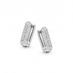 Croles carres en argent et Oxydes 14x8mm-Naiomy - Hannah