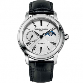 Frdrique Constant Classic Moonphase Manufacture Automatique Cadran Argent Bracelet Cuir - FC-712MS4H6