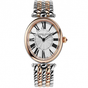 Frederique Constant Classics Art dco Oval Quartz Cadran Blanc Bracelet Acier et PVD Rose - FC-200MPW2V2B