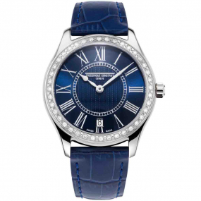 Frdrique Constant Promotion Classics Automatic Ladies Quartz Cadran Bleu Bracelet Cuir - FC-220MN3BD6