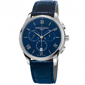 Frdrique Constant Classics Chronograph Quartz Cadran Bleu Bracelet Cuir - FC-292MN5B6