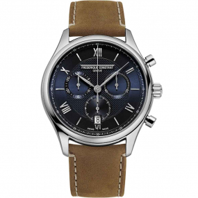 Frdrique Constant Classics Chronograph Quartz Cadran Bleu Bracelet Cuir - FC-292MNB5B6