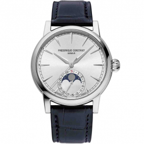 Frdrique Constant Promotion  Manufacture Classic Moonphase Date Automatique Cadran Argent Bracelet Cuir - FC-716S3H6