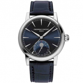 Frdrique Constant Promotion  Manufacture Classic Moonphase Date Automatique Cadran Bleu Bracelet Cuir - FC-716N3H6