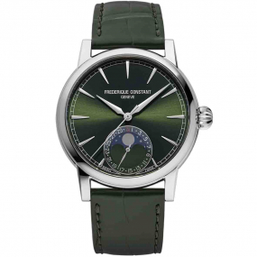 Frdrique Constant  Manufacture Classic Moonphase Date Automatique Cadran Vert Bracelet Cuir - FC-716GR3H6