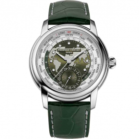 Frdrique Constant Manufacture Classic Worldtimer Automatique Cadran Vert Bracelet Cuir - FC-718KWM4H6