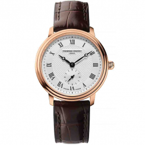 Frederique Constant Slimline Ladies petites Secondes  Quartz Cadran Argent Bracelet Cuir - FC-235M1S4