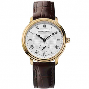 Frederique Constant Slimline Ladies petites Secondes  Quartz Cadran Argent Bracelet Cuir - FC-235M1S5