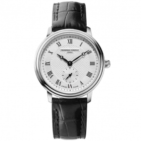 Frederique Constant Slimline Ladies petites Secondes  Quartz Cadran Argent Bracelet Cuir - FC-235M1S6