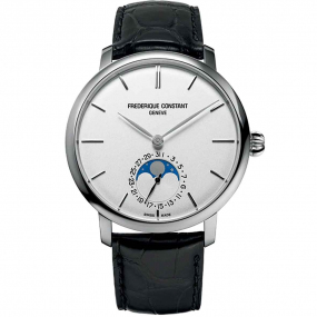 Frdrique Constant Slimline Moonphase Manufacture  Automatique Cadran Argent Bracelet Cuir - FC-705S4S6