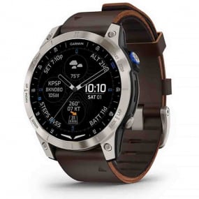 Garmin D2 Mach 1 - Aviator Smartwatch with Oxford Brown Leather Band  47 mm- 010-02582-55