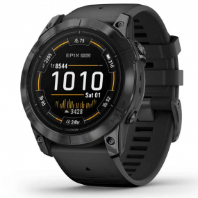 Garmin epix Pro Gen 2 - 51 mm -  Acier - Gray avec bracelet noir 51 mm - 010-02804-21