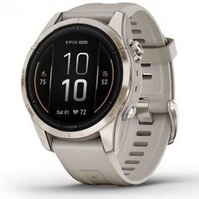 Garmin Epix Pro (Gen 2) - Sapphire Edition - 42 mm Titane- Light Gold -bracelet beige sable 42 mm- 010-02802-11