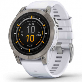 Garmin epix Pro Gen 2 Sapphire Edition  47 mm - Titane - Silver avec bracelet blanc 47 mm- 010-02803-21