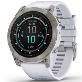 Garmin epix Pro Gen 2 Sapphire Edition - 51 mm Titane - Silver avec bracelet blanc 51 mm - 010-02804-11