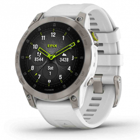 Garmin Epix Sapphire, titane, Silver avec bracelet blanc 47 mm- 010-02582-21