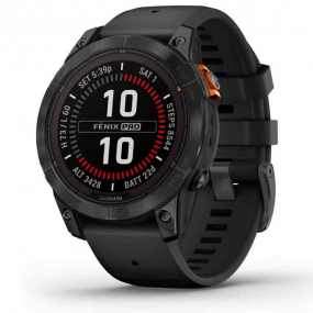 Garmin fenix 7 Pro  Solar Edition, Acier, Gray avec bracelet noir - 010-02777-01