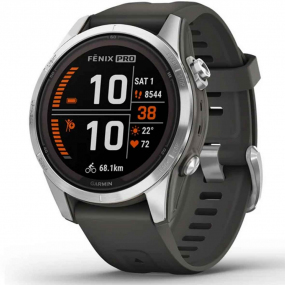 Garmin fenix 7S Pro  Solar Edition - Acier - Silver avec bracelet gris 42 mm- 010-02776-01