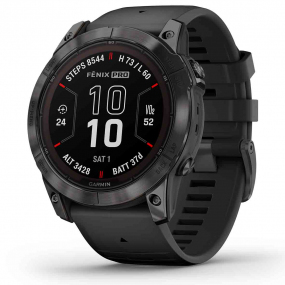 Garmin fenix 7X Pro  Sapphire Solar Edition - Titane - Carbon Gray DLC avec bracelet Noir 51 mm - 010-02778-11