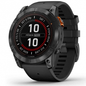 Garmin fenix 7X Pro  Solar Edition - Acier - Gray avec bracelet noir  51 mm - 010-02778-01