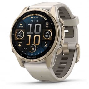 Garmin Fenix 8  43 mm, AMOLED  Sapphire Soft Gold - bracelet silicone gris cendr 43 mm- 010-02903-11