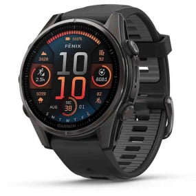 Garmin Fenix 8  43 mm, AMOLED  Sapphire Titane Carbon Gray DLC -bracelet silicone noir 43 mm- 010-02903-21