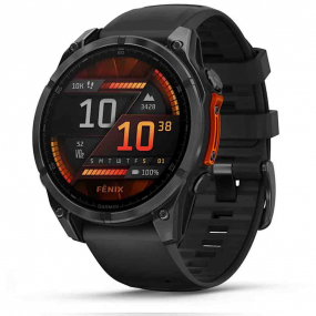 Montre Garmin 8  47 mm, AMOLED - Acier Gray avec bracelet en silicone noir 47 mm- 010-02904-00