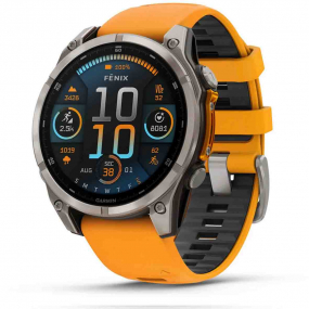 Montre Garmin 8  47 mm, AMOLED  Sapphire - Bacelet silicone orange 47 mm- 010-02904-11