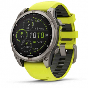 Montre Garmin 8  47 mm - Solar Sapphire - Titanium - bracelet silicone jaune 47 mm- 010-02906-21