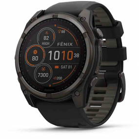 Montre Garmin 8  51 mm - Solar - Sapphire -Titane Carbon Gray DLC - bracelet en silicone noir 51 mm - 010-02907-11