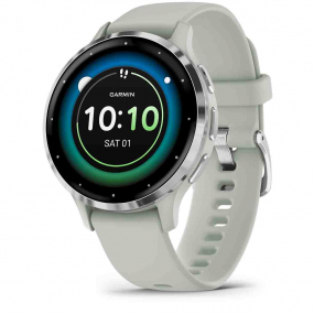 Garmin Venu 3S Lunette Silver acier inoxydable - botier vert sauge - bracelet silicone vert sauge 41 mm- 010-02785-01