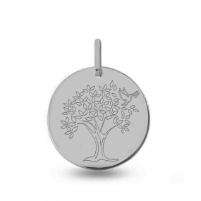 Mdaille Arbre de Vie Or Blanc - 16 mm -Mariana - XM1094G