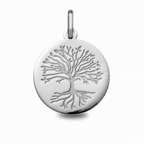 Mdaille Arbre de vie Or Blanc - 16 mm -Myra - 24B8400212