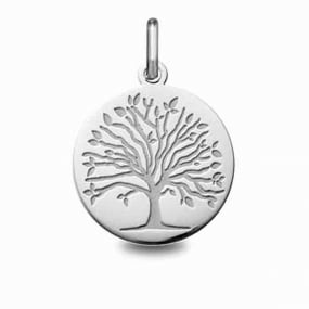 Mdaille Arbre de vie Or Blanc - 18 mm -Amour - 24B8400218